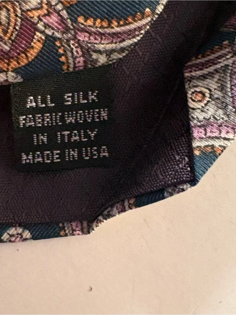 Vtg Christian Dior Monsieur Silk Tie Medallion Paisley Blue Pink Woven Italy USA